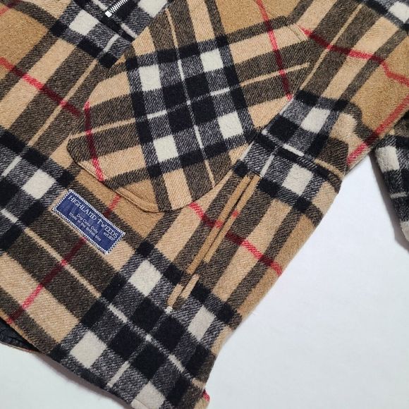We11done Oversized Half-Zip Front Check British Wool Shirt Jacket Camel One Size - Picture 11 of 16